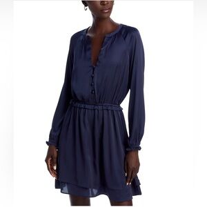 NWOT | AQUA Satin Long Sleeve Mini Dress | Navy | Women’s Size S